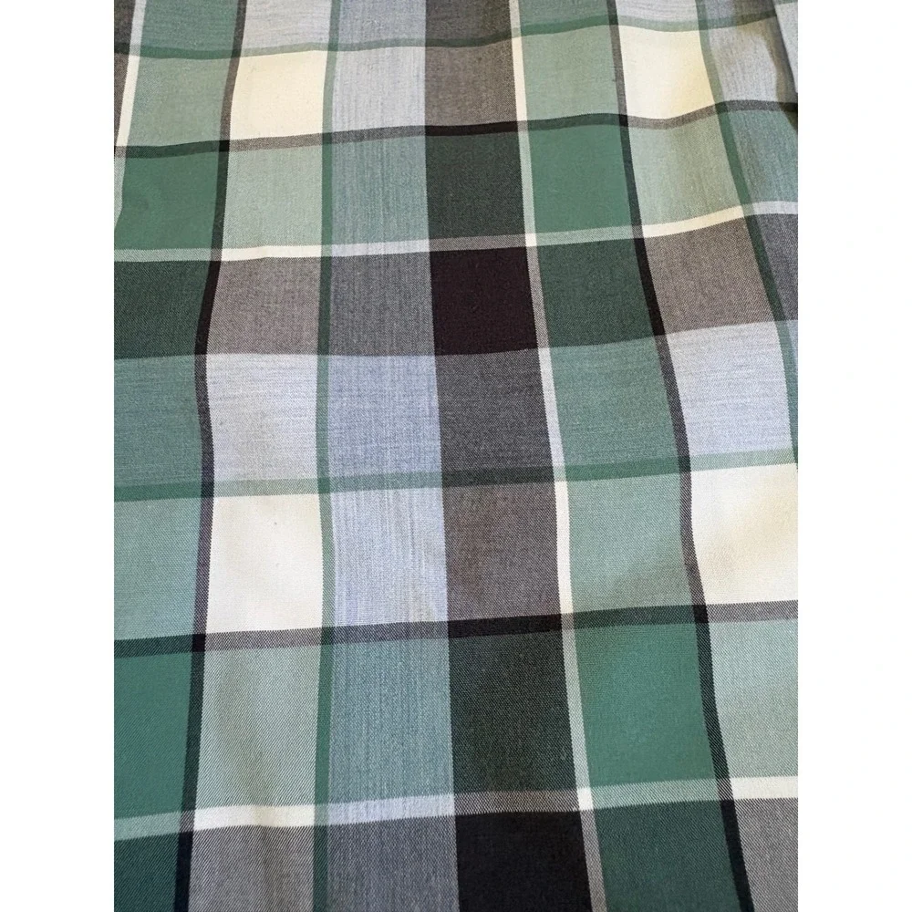 Banana Republic Mens Slim‎ Fit Custom 078 Wash Shirt Green Blue Plaid Large L